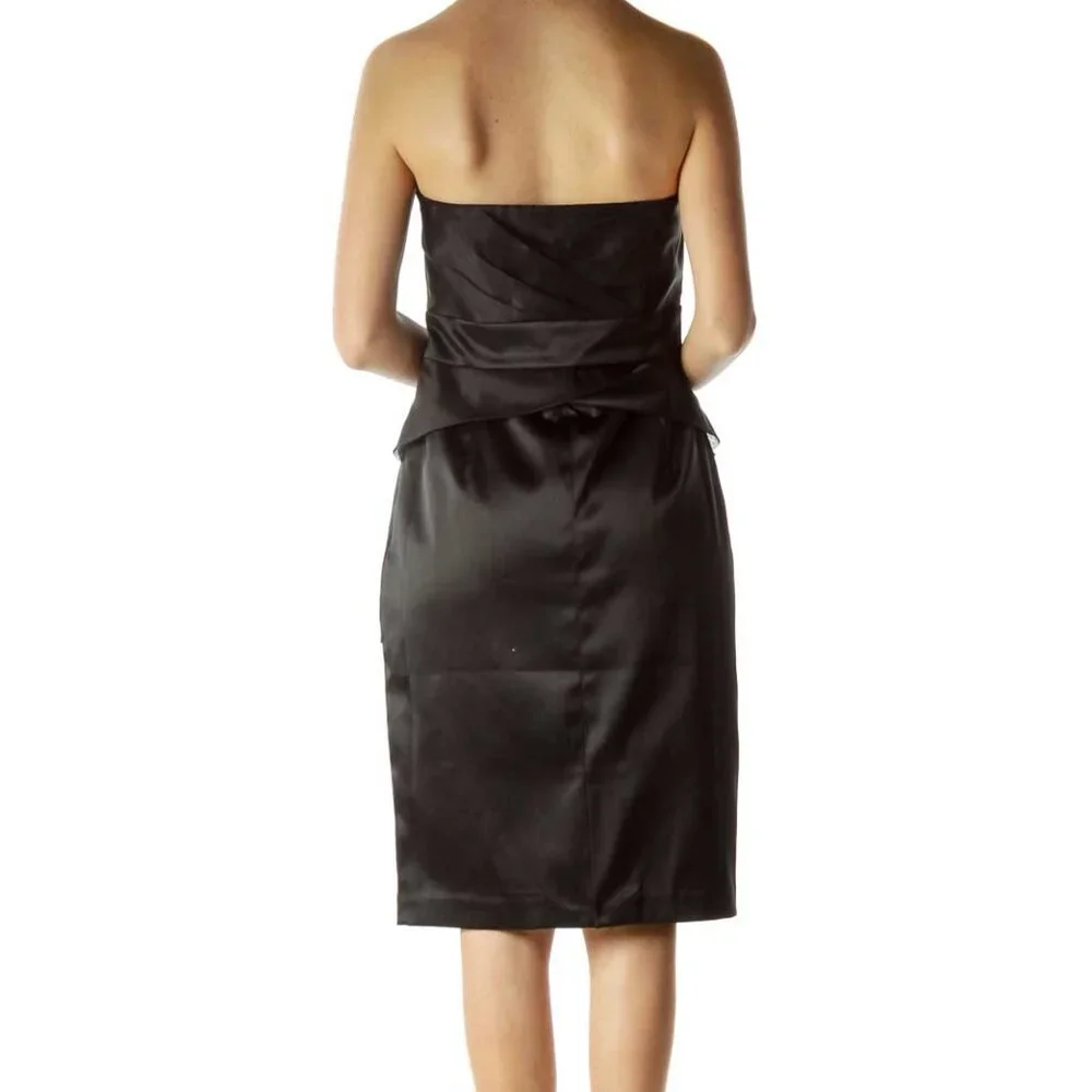 White House Black Market Black Pleated Strapless Cocktail Dress - Picture 3 of 3